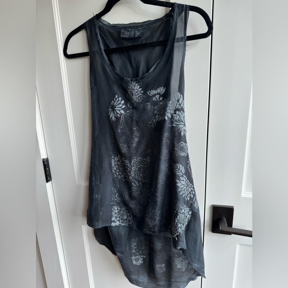 Marika Charles Hand Died and Printed Silk High Low Tunic Tank